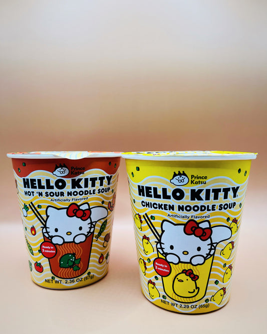 Hello Kitty 🐱 (2) Ramen, Chicken + Hot ‘n Sour